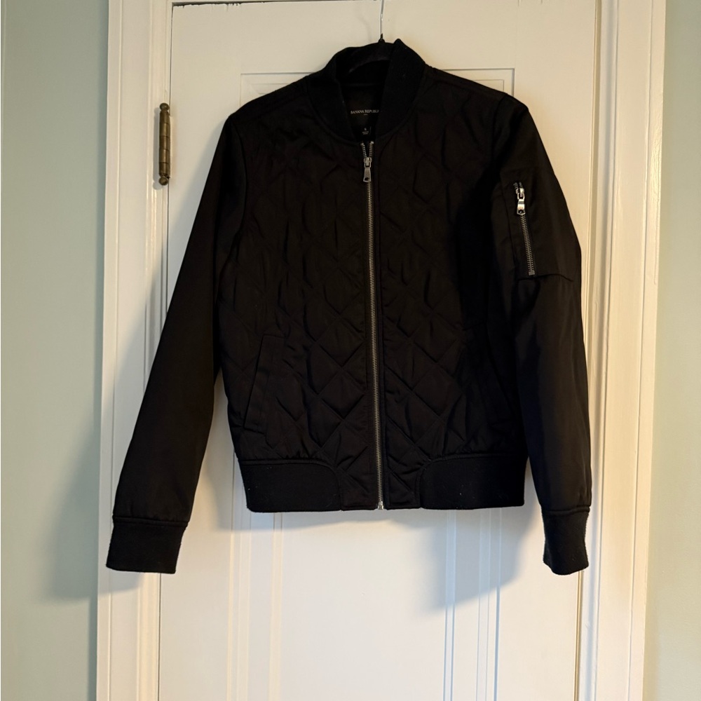 Banana Republic Black Quilted Bomber Jacket